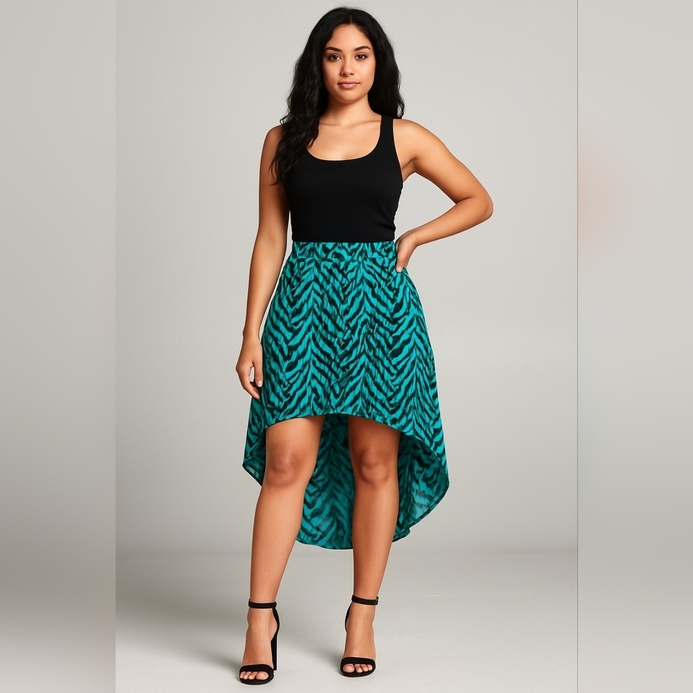 💚 bebe Zebra Print High Low Skirt | Medium